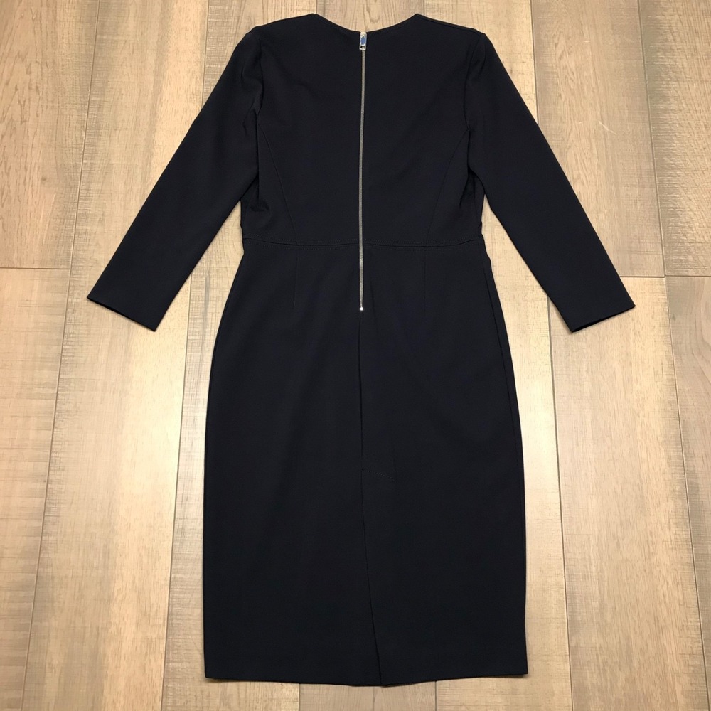 Les Copains Dress Womens Size 46 US 10-12 Navy Blue BVM Spa Sheath Back Zip NEW - Picture 2 of 16